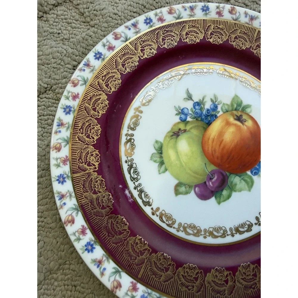 Porcelain Plate Decorated Fruits, Flowers Bavaria 7 3/4
